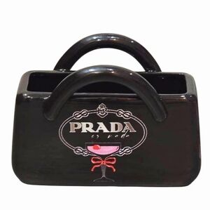 At Home Prada Logo Martini Glass Print Purse-Shaped Decor